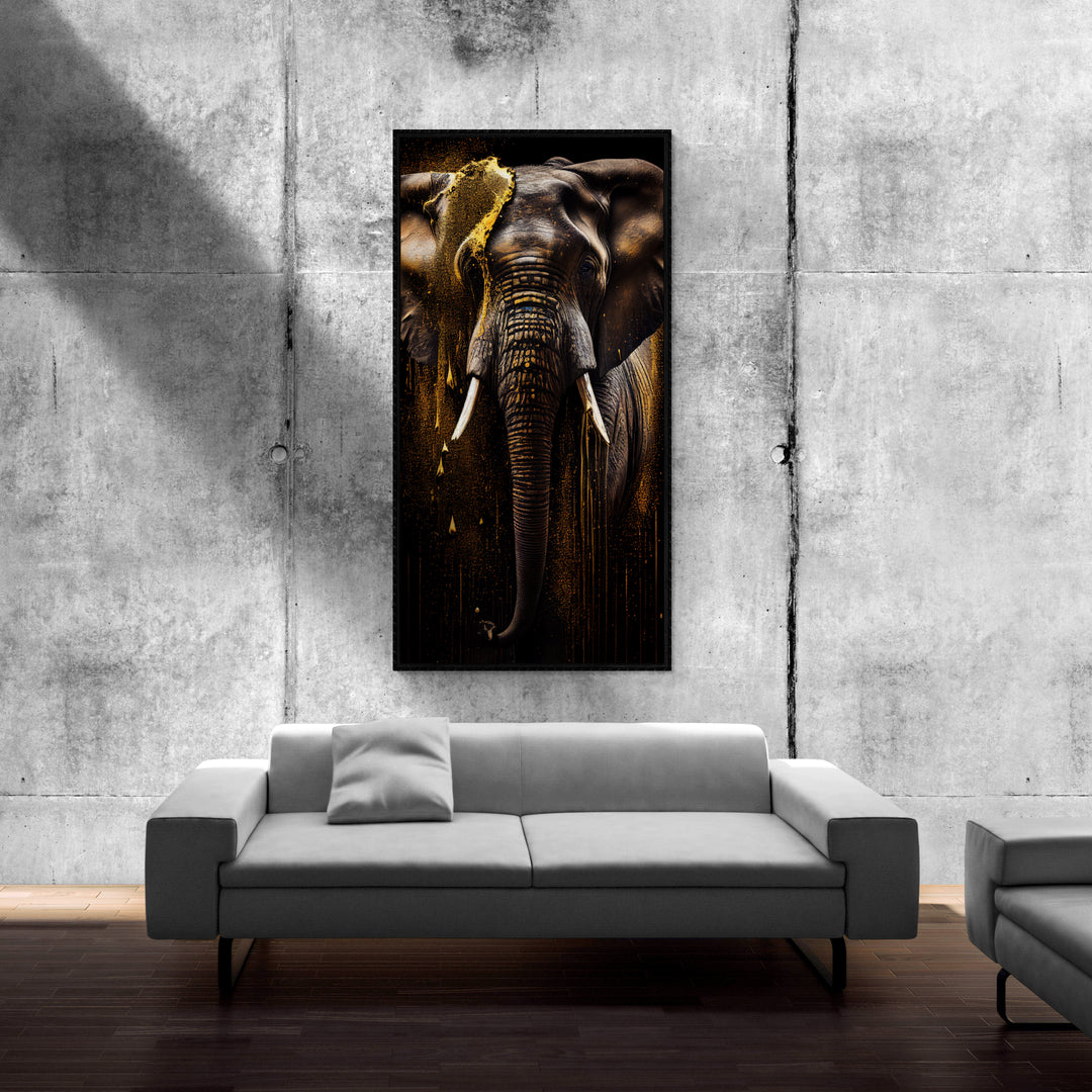 Elephant in Gold - Framed Canvas