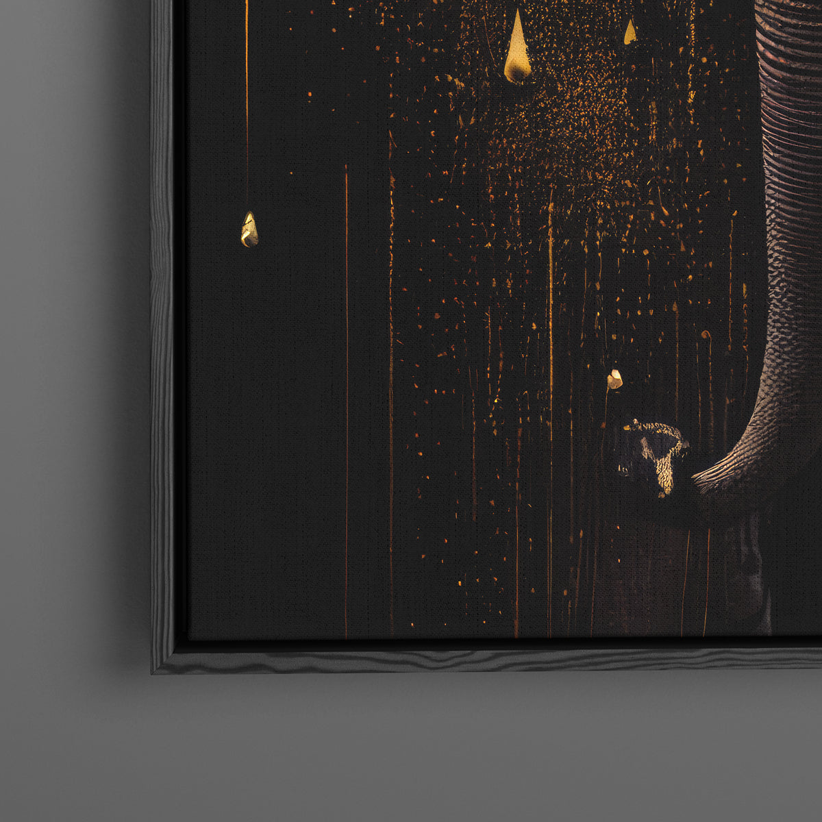 Elephant in Gold - Framed Canvas