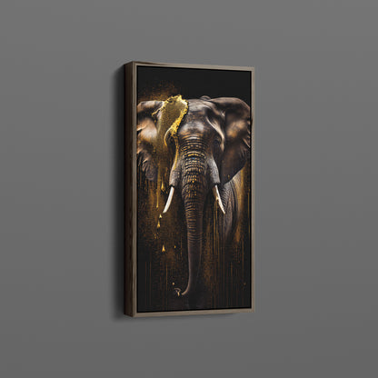 Elephant in Gold - Framed Canvas