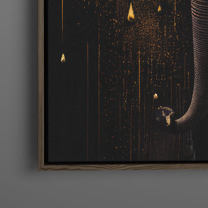 Elephant in Gold - Framed Canvas