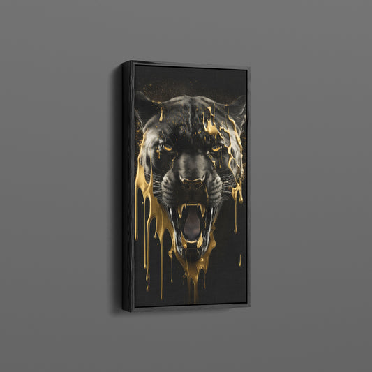 Panther in Gold - Framed Canvas